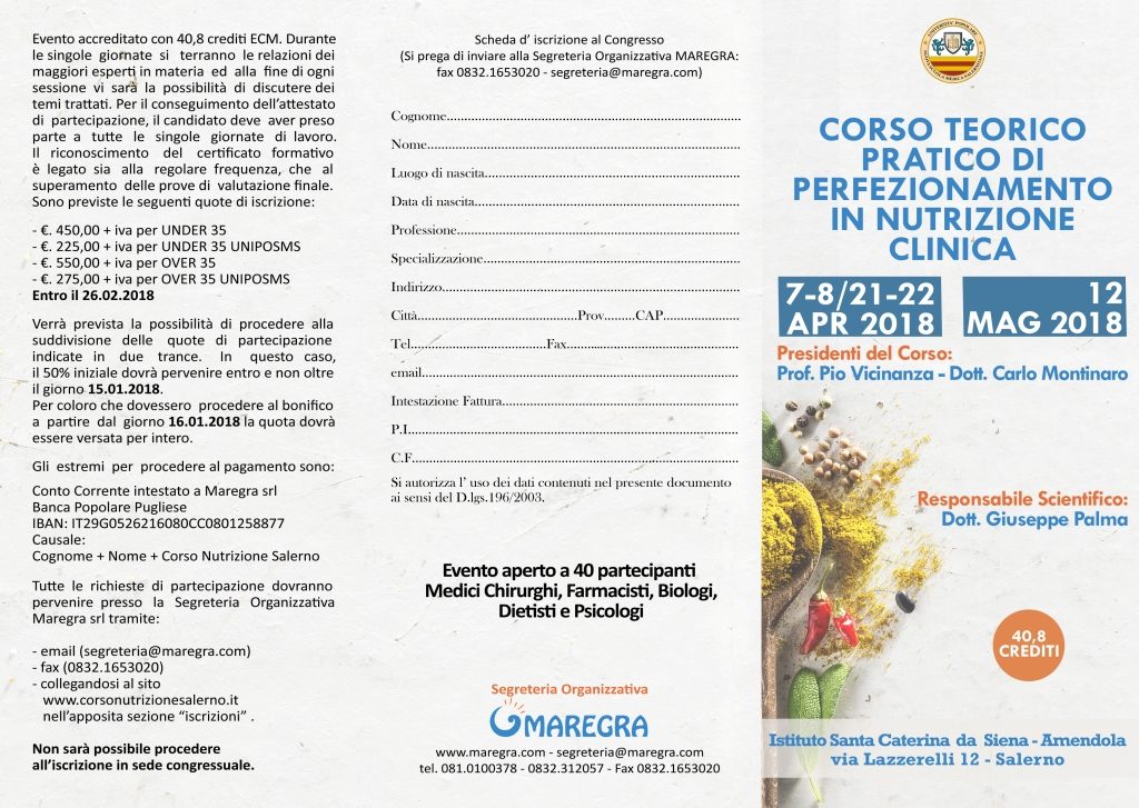 Brochure Corso Nutrizione Salerno - Fronte